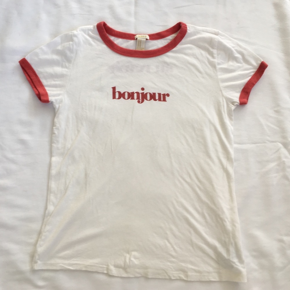 Bonjour graphic white tee